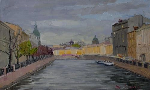 Картина Масло Красный мост художника Иван Шиханов