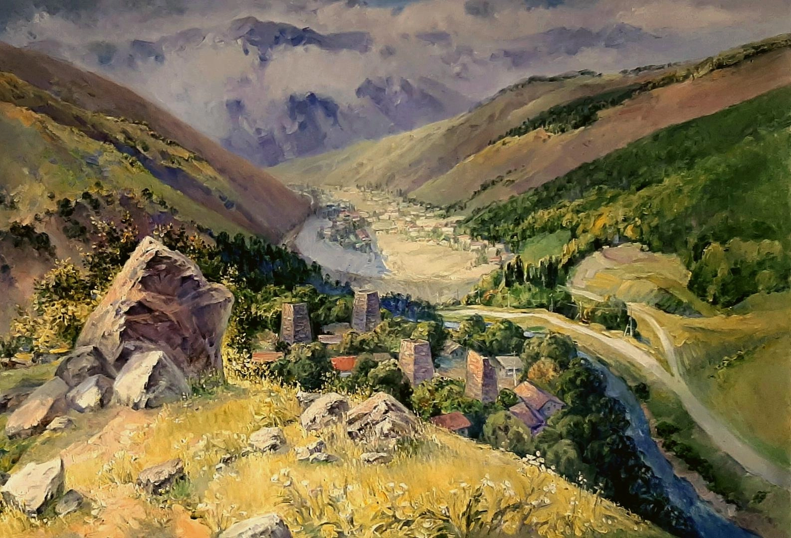 Картина Масло БАШНИ И КАМНИ ФИАГДОНА. УТРО ПОСЛЕ ДОЖДЯ художника Хон Андрей