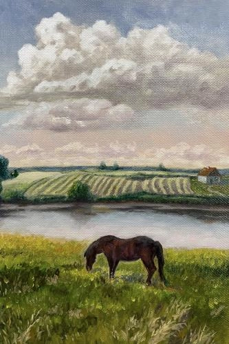 Картина Масло Встреча на берегу реки художника Фищук Ангелина