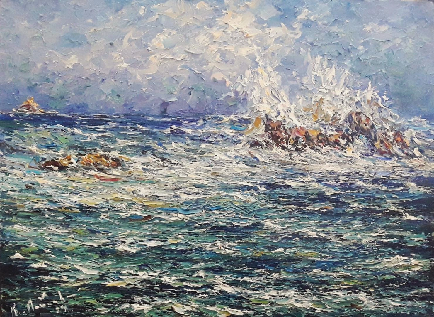 Картина Масло Море.Скалы художника Всеволод Лайков
