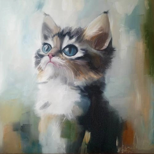 Картина Масло Котенок художника Агадуллина Инна