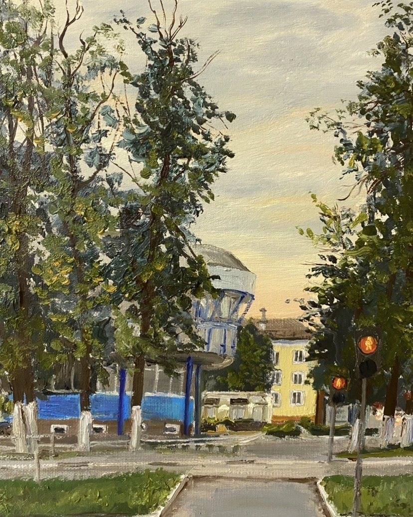 Картина Масло г.Озеры, вечер. художника Тикунова Ольга