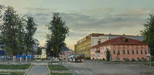 Картина Масло г.Озеры, вечер. художника Тикунова Ольга
