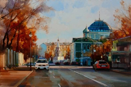 Картина Масло Когда наступит осень на Большой Никитской. Москва. художника Шалаев Алексей