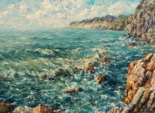 Картина Масло Море.Горы.Скалы. художника Всеволод Лайков