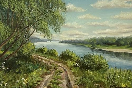 Картина Масло Вид на р.Оку художника Тикунова Ольга