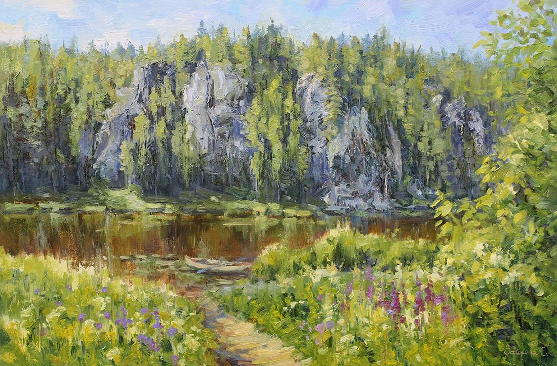 Картина Масло По Демидовским местам. Чусовая художника Тютина-Зайкова Екатерина
