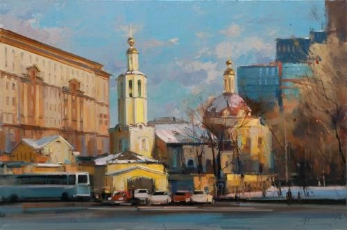 Картина Масло «В тисках мирской суеты» Церковь всех Святых во Всехсвятском на Соколе. художника Шалаев Алексей