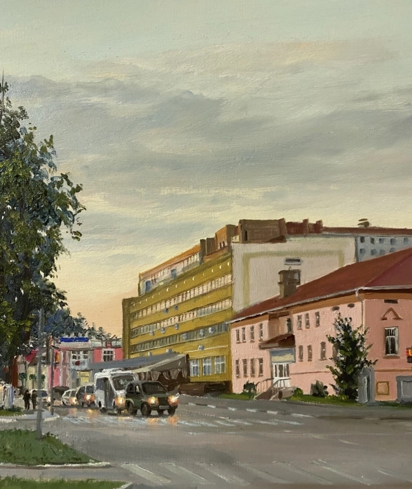 Картина Масло г.Озеры, вечер. художника Тикунова Ольга