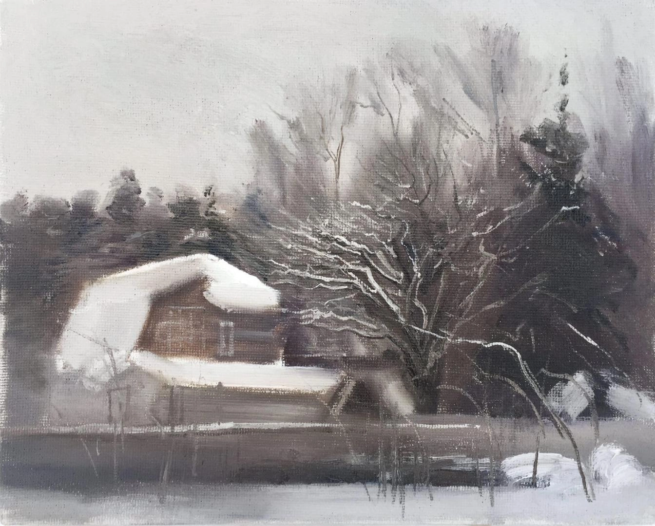 Картина Масло Зимний пейзаж художника Машин Игорь