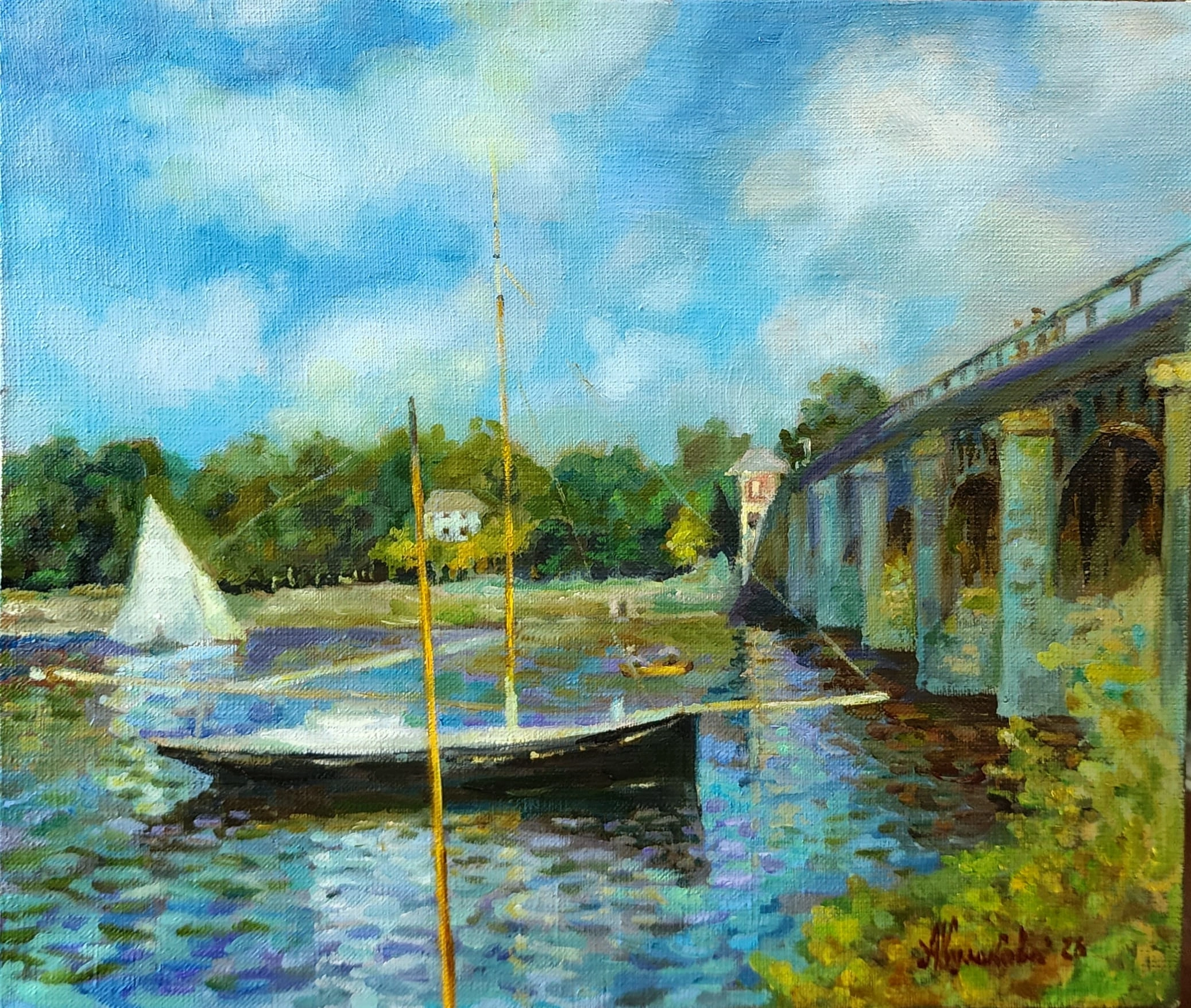 Картина Масло Копия картины Клода Моне "Мост в Аржантее " художника Кулакова Александра