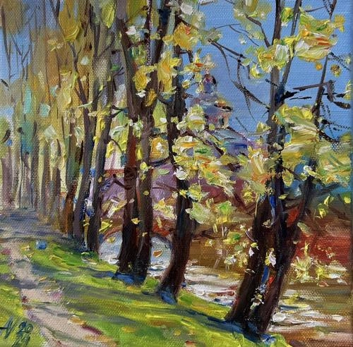 Картина Масло Осень в парке художника Волегова Александра