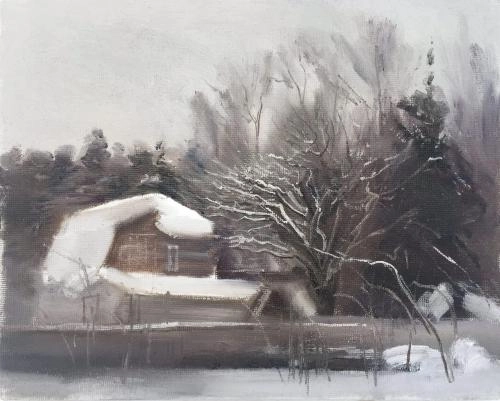 Картина Масло Зимний пейзаж художника Машин Игорь