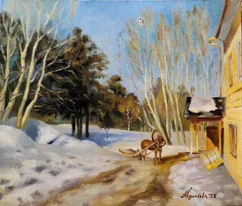 Картина Масло Март. Копия И.  Левитана художника Кулакова Александра