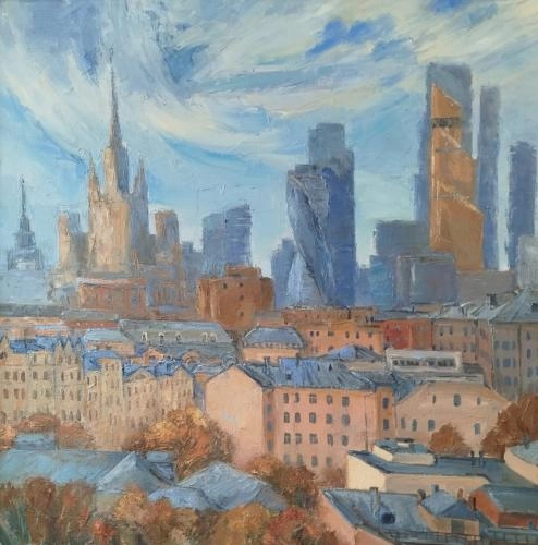 Картина Масло Вид на Москву. Октябрь. художника Портяная Зоя Витальевна