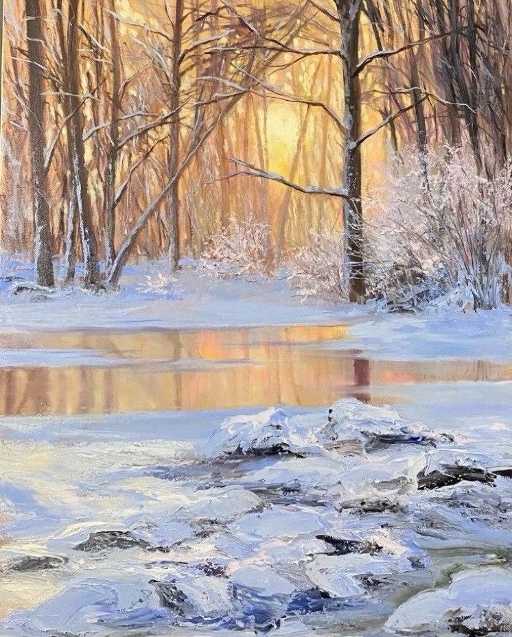 Картина Масло Зимний лес художника Грабова Ирина