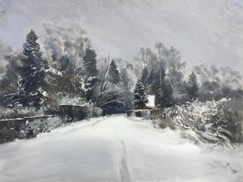 Картина Масло Зимний день в декабре художника Машин Игорь