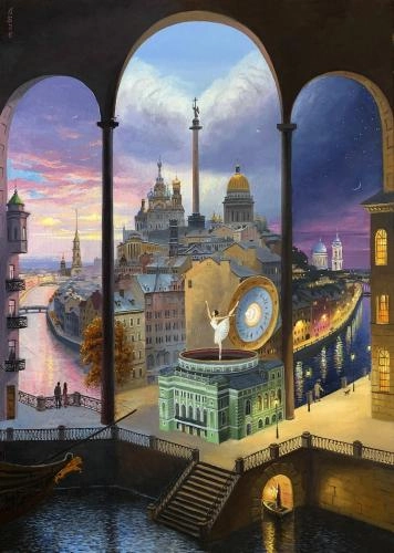 Картина Масло Петербургская фантазия. Утро, день и ночь. Шкатулка-Мариинка. художника Болотов Александр