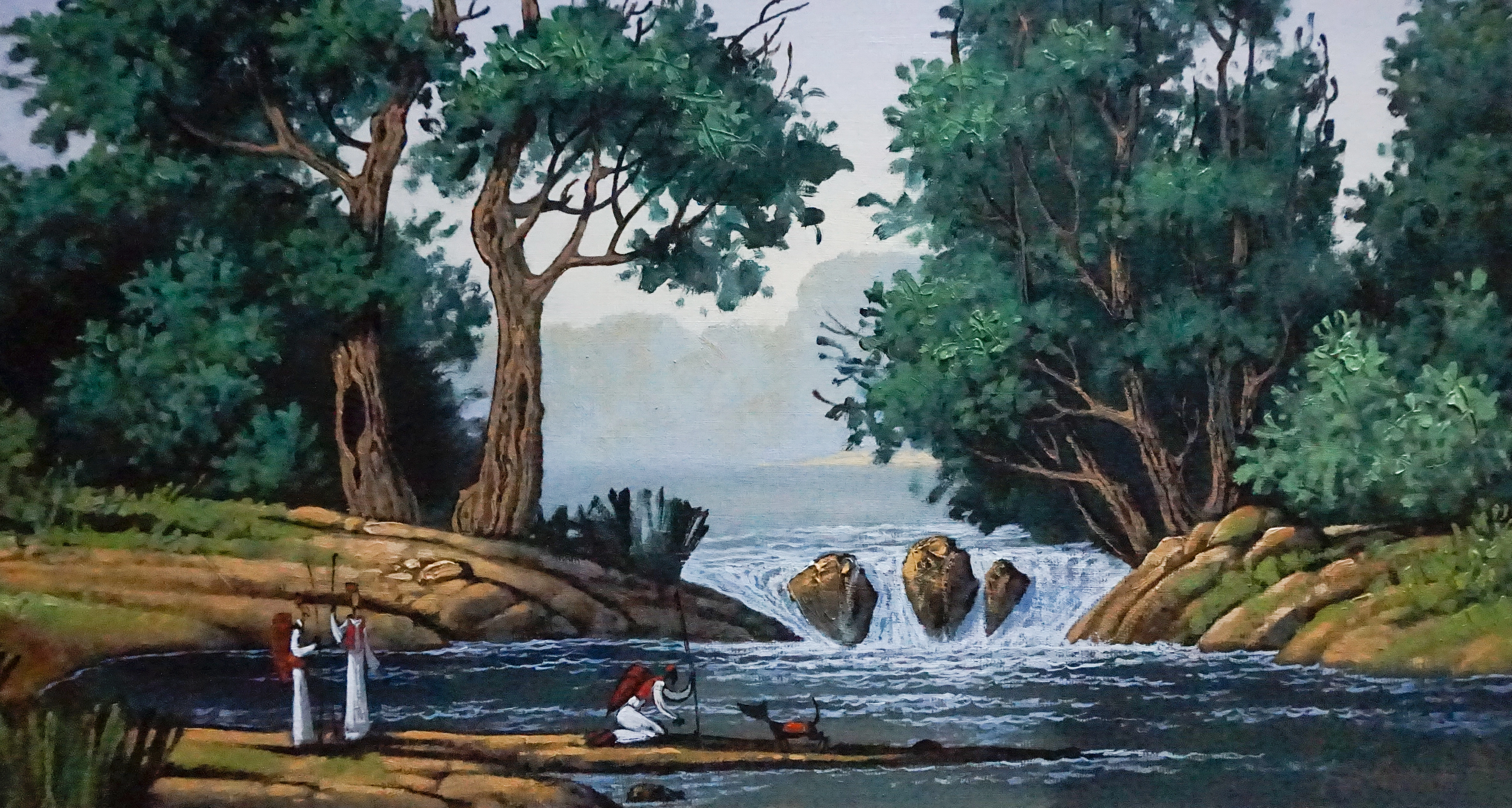 Картина Масло Путники у водопада художника Канский Константин