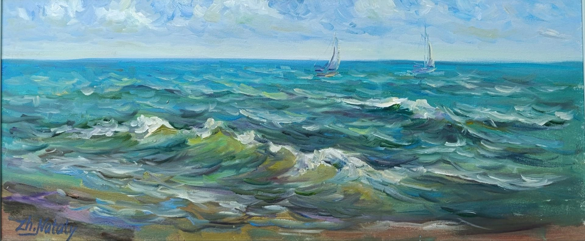 Картина Масло Моряк задул. Чёрное море. Пленэр ZhNataly художника Журавлёва Наталья
