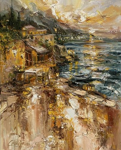 Картина Масло Вечер  у  моря художника Чернова Ольга