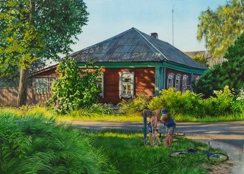Картина Акварель Старая колонка художника Владимир Иванов
