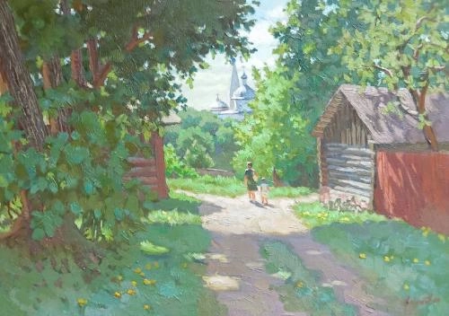 Картина Масло Уютная улочка художника Максим Александрович Аксенов