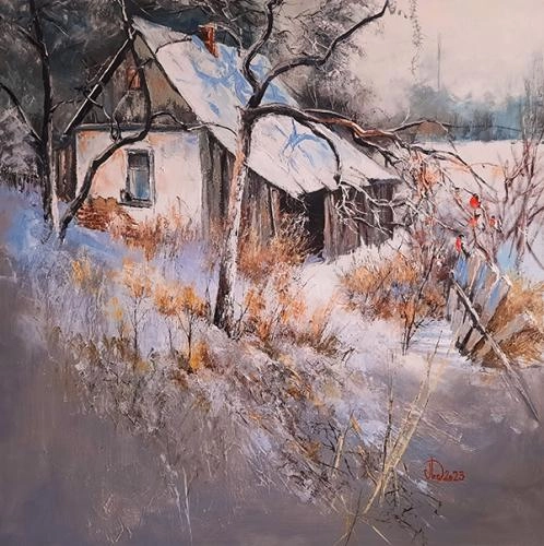 Картина Масло На зимней даче художника Леднев Александр