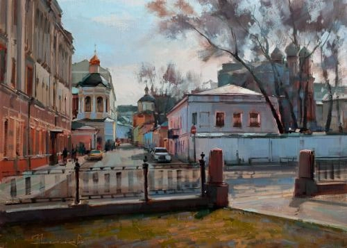 Картина Масло На Петровке у Трубы. Крапивенский переулок художника Шалаев Алексей