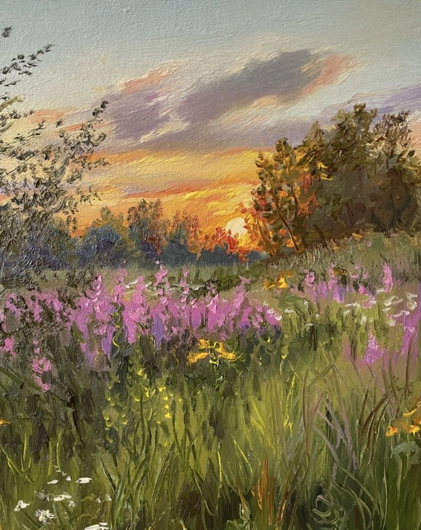 Картина Масло Закат художника Тикунова Ольга