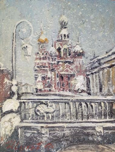 Картина Масло Зима Петербург художника Жуков Фёдор Иванович