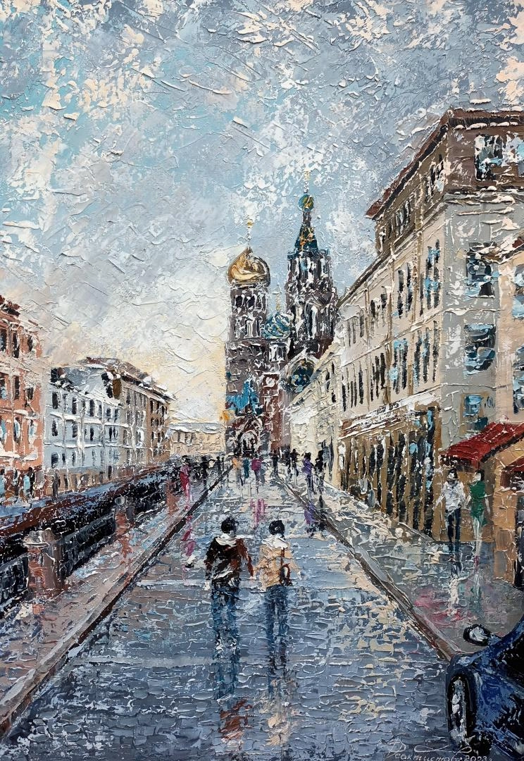 Картина Масло Санкт Петербурга. Набережная реки Мойки художника Феоктистов Вячеслав
