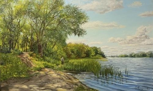 Картина Масло Берег р.Оки. художника Тикунова Ольга
