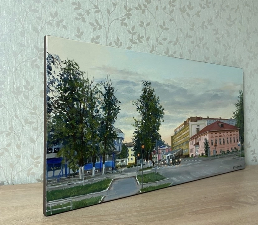 Картина Масло г.Озеры, вечер. художника Тикунова Ольга