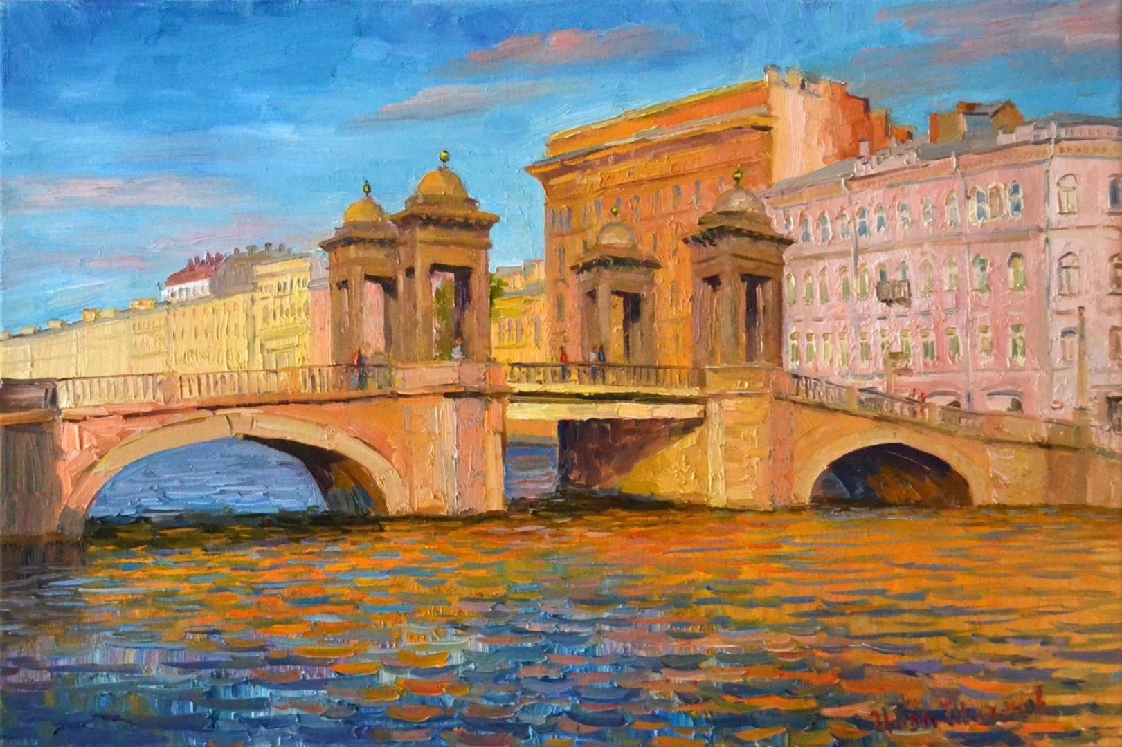 Картина Масло Мост Ломоносова. художника Иван Шиханов