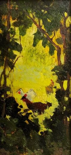 Картина Масло КУРЫ В ТРАВЕ художника Zaseeva Viktoria Taimurazovna