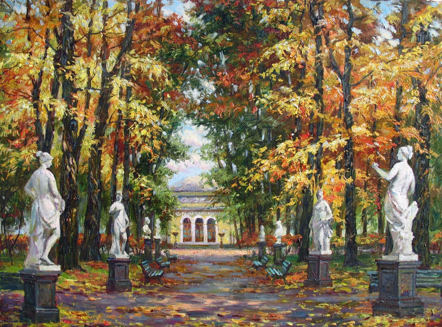 Картина Масло Летний сад художника Бирюкова Людмила