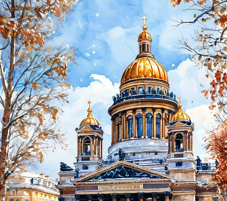Картина Масло Зимняя симфония Санкт-Петербурга художника Дувакина Евгения