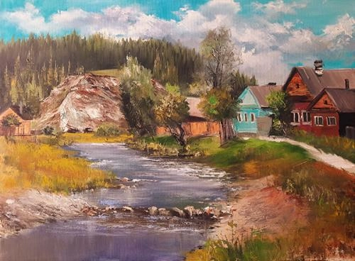 Картина Масло Речушка Дарья художника Леднев Александр