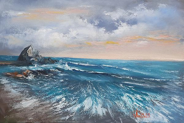 Картина Масло Нарышинский пляж художника Леднев Александр