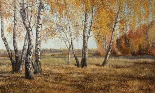 Картина Масло Осенние березки художника Тикунова Ольга