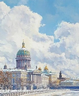 Картина Масло Зимний Санкт-Петербург художника Дувакина Евгения