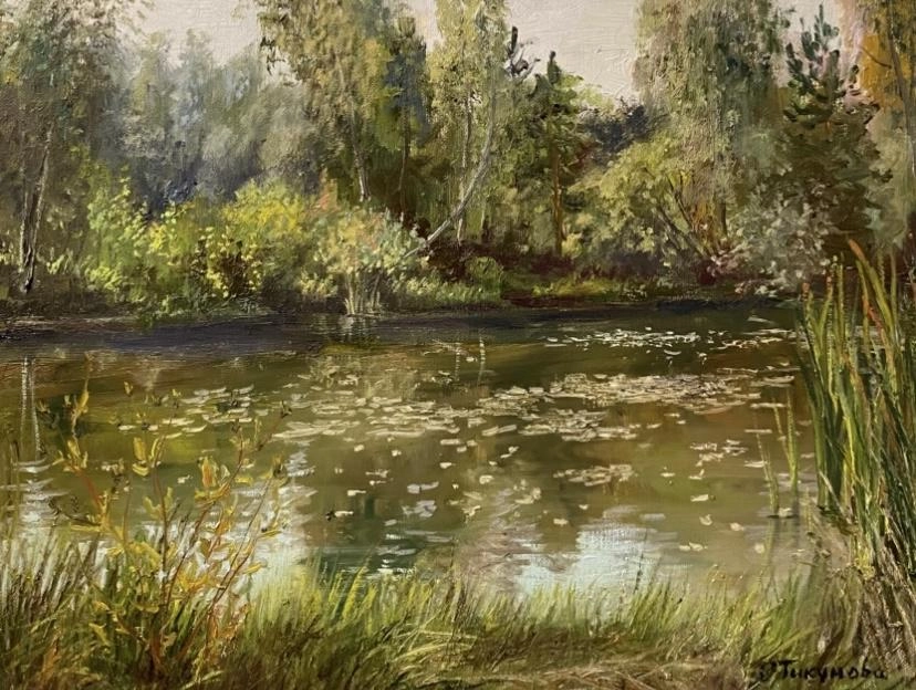 Картина Масло Барский пруд в д.Паткино. художника Тикунова Ольга
