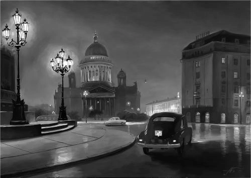Картина Масло Ночь в Ленинграде. 1960-ые.  художника Болотов Александр