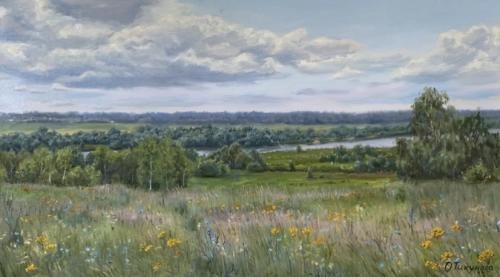 Картина Масло Пойма реки Оки художника Тикунова Ольга