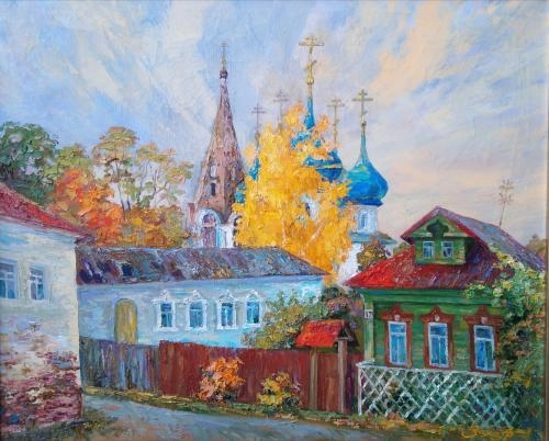 Картина Масло Гороховец в золотом  художника ЗАХАРЕНКО АЛЕКСАНДР