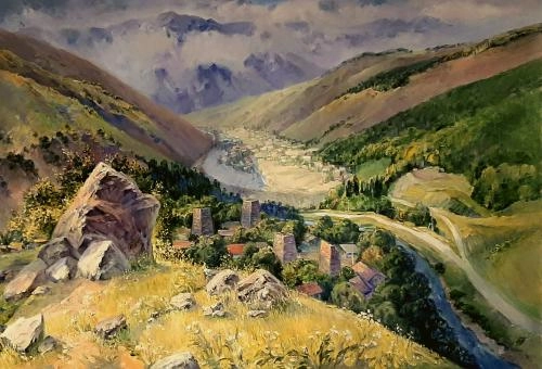 Картина Масло БАШНИ И КАМНИ ФИАГДОНА. УТРО ПОСЛЕ ДОЖДЯ художника Хон Андрей