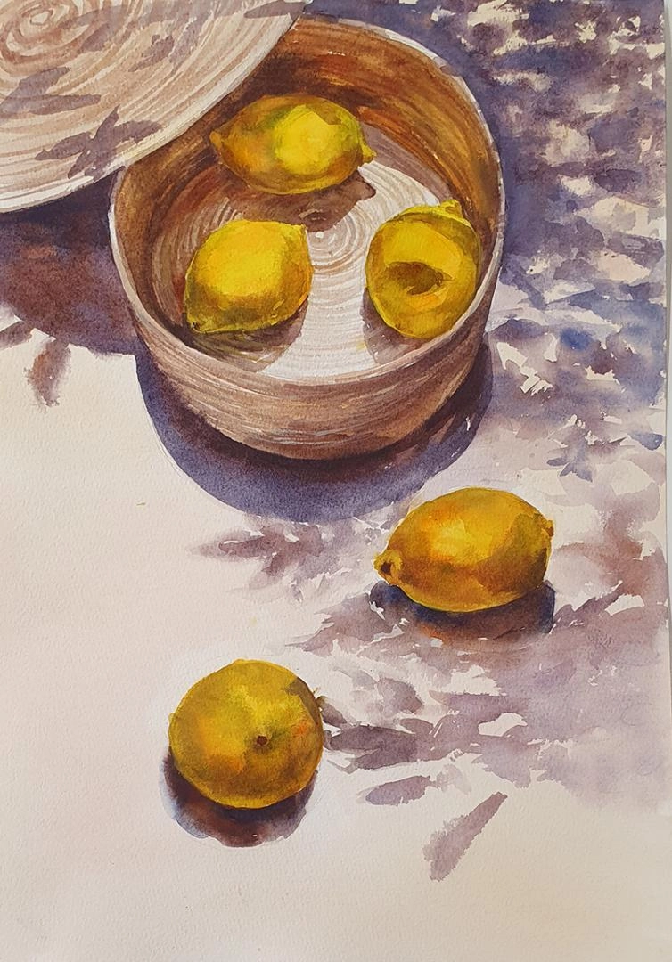 Картина Акварель Игра теней. Лимоны. художника Воронова Татьяна