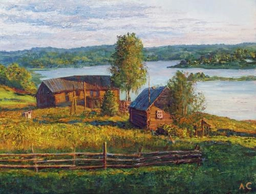 Картина Масло Русская деревня художника Семакова Лариса