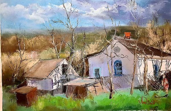 Картина Масло Посёлок Резервный художника Леднев Александр
